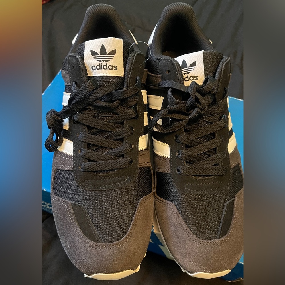 Adidas Men's Black, White, and Gray Sneakers